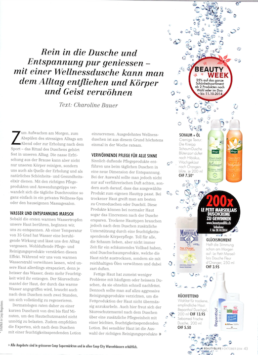 Beauty & Life Oktober 2014 - Duschen