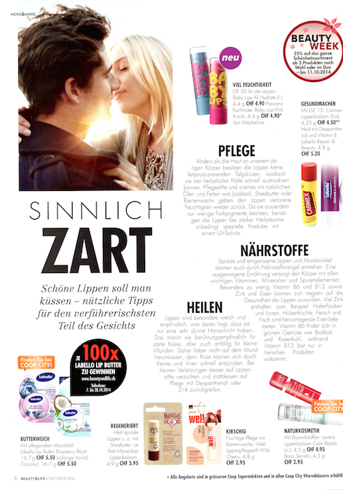 Beauty & Life Oktober 2014 - Lippenpflege