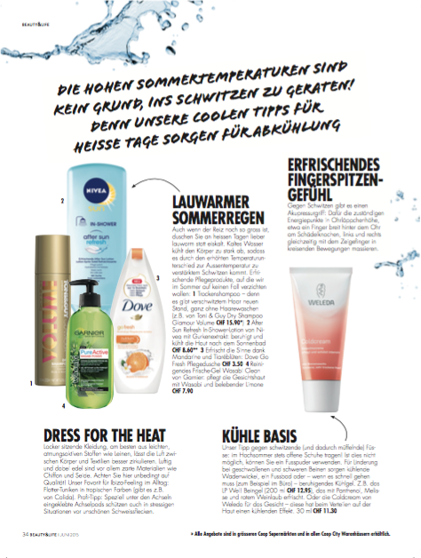 Beauty & Life Juni 2015 - Coop - Text Hitzefrei Charoline Bauer